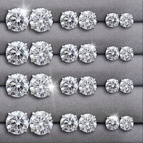 BOGO FREE - Classic Minimalist Style Diamond Stud Earrings Set - Picture 2 of 5